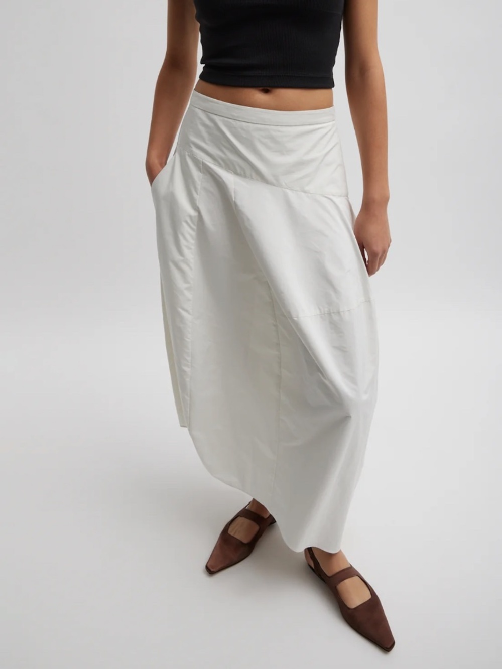 Tibi Nylon Asymmetrical Balloon Skirt